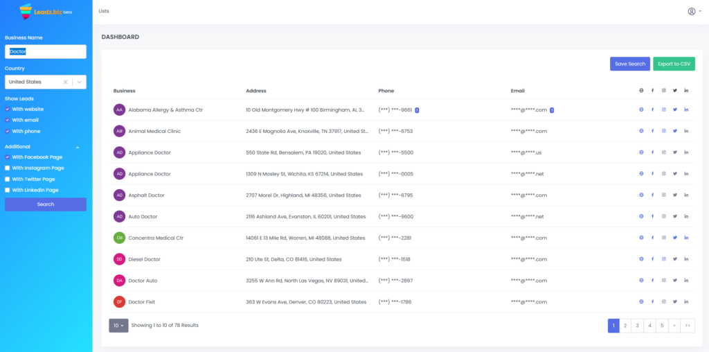 Leadz.Biz Dashboard