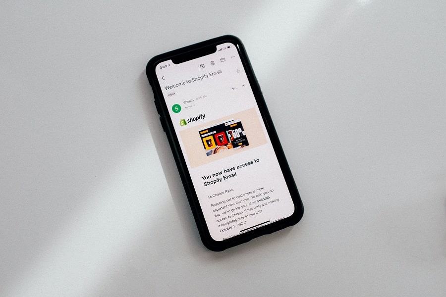 email from Shopify on mobile