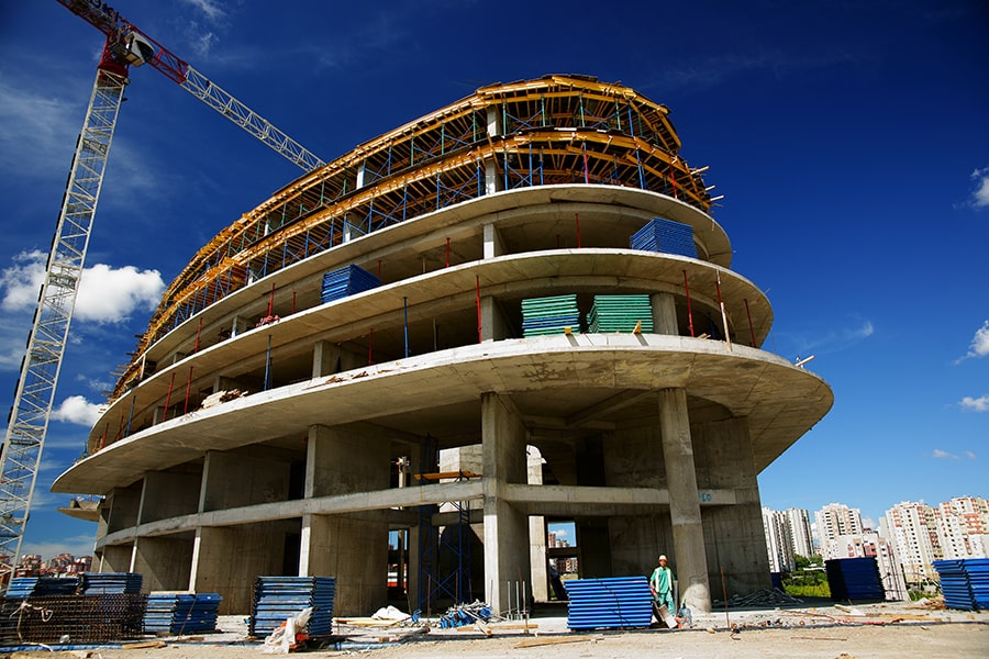 construction of a concrete building