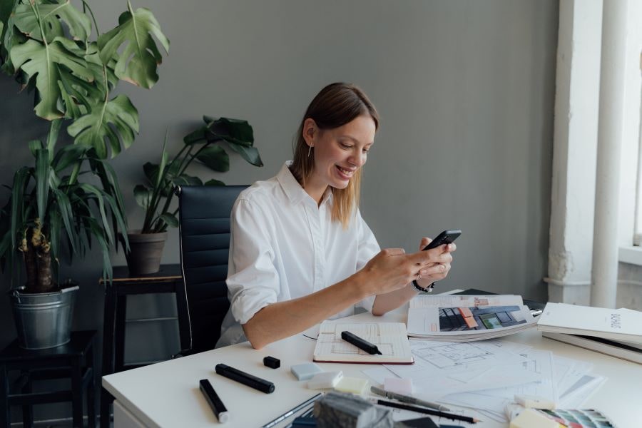 interior designer on the phone